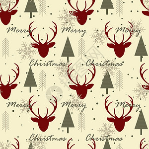圣诞节无缝模式包括驯鹿背景冬季模式鹿包装纸冬季问候网页背景圣诞节和新年贺卡插画
