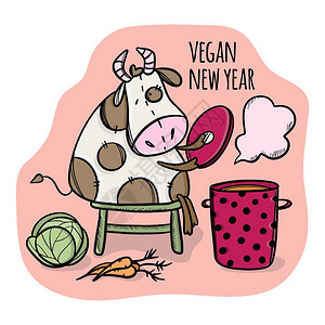 微笑牛插画_微笑牛卡通_微笑牛插图_手绘_板绘_摄图网