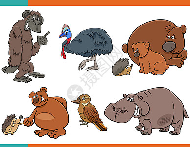 有趣的动物漫画人系列插图背景图片