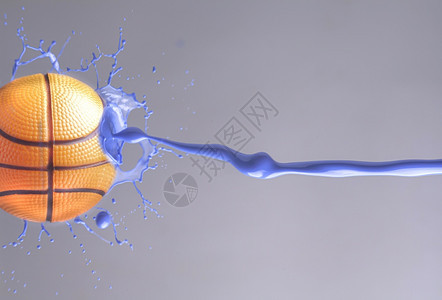 蓝油漆喷洒的篮球图片