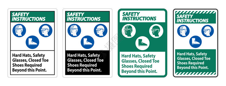 安全指示标记硬帽子安全眼镜超此点所需的闭脚鞋图片