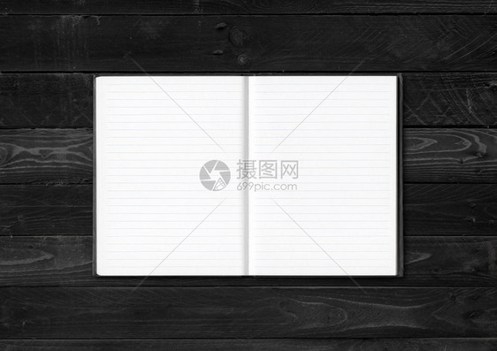 黑木背景上孤立的空白开放笔记本模型黑木背景上孤立的空白开放笔记本图片