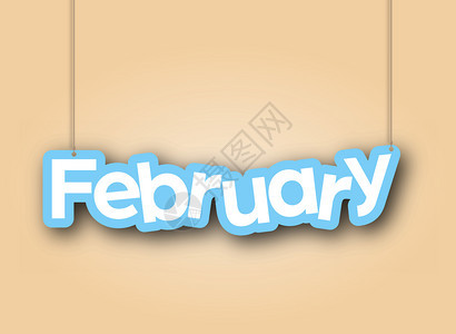 februay挂在绳索上的标语是一年月份的名称装饰矢量插图简单样式图片