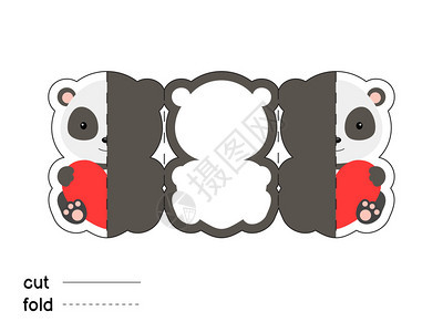 可爱的熊猫折叠贺卡模板图片