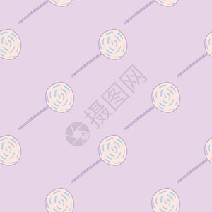 无缝糖果模式棒轮廓和浅紫色背景图片