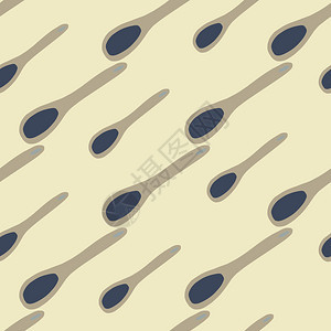 蜜蜂和海军蓝色勺子无缝模式带有浅色蜜蜂背壁的对角厨房装饰品用于壁纸纺织品包装纸物印刷品矢量说明图片