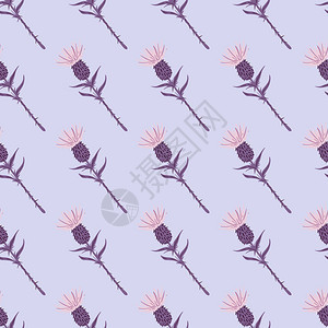 紫色和粉布丁克花朵无缝模式蓝色背景春季创意印刷品用于壁纸纺织品包装纸物印刷品矢量说明紫色和粉布丁克花朵无缝模式春季创意印刷品图片