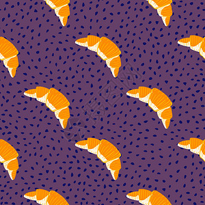 橙色食物紫圆形底的美味双影适合织物设计纺品印刷包装封面矢量图示亮的双影和羊角面包装饰紫色圆形底的美味双影图片