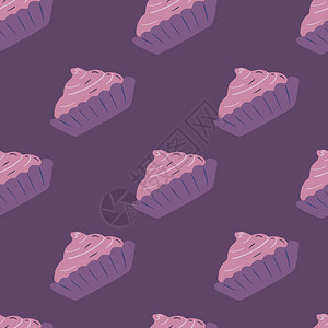 紫色调盘奶油篮子裁缝图案美味的简单纸杯蛋糕装饰品食物背景织设计纺品印刷包装封面矢量说明美味的简单纸杯装饰品食物背景图片