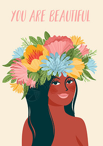 国际妇女日卡通可爱头顶鲜花的女孩图片