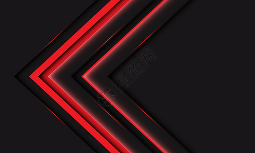 黑色灰上的红光线箭金属方向用空间设计现代未来技术背景矢量说明图片