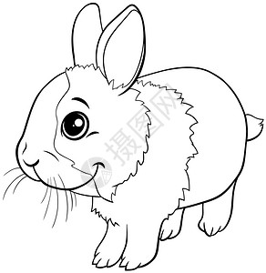 矮子可爱小矮人兔子漫画动物格颜色书页的黑白漫画插图插画