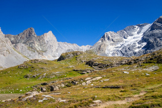 法国高山地冰川景观图片