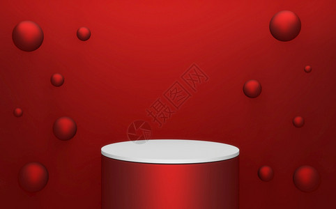 产品展示背景用于产品展示的红色讲台几何仪3D背景