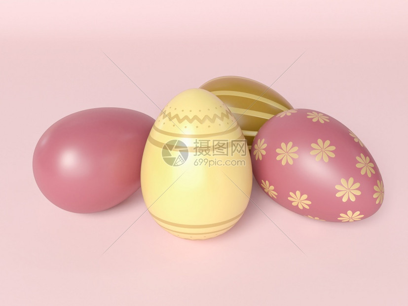 3d插图以孤立背景不同颜色和形态的东方蛋快乐的东方人概念图片