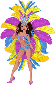 女人 珠宝可爱的桑巴舞女插画