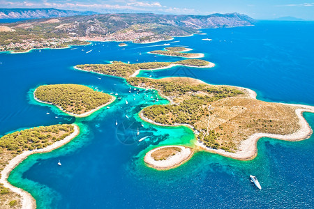 游艇目的地美洲群岛空中观察hvar岛coti的dlmti地区图片