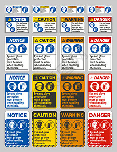 处理化学品时必须戴护眼手套和图片