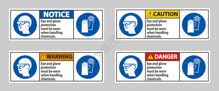 处理化学品时必须戴护眼手套和图片