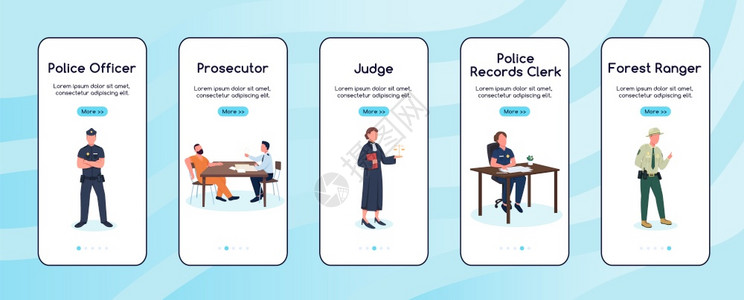 帮助人们的工作与字符一起走过网站步骤uxig智能手机卡通接口立案指纹集司法和律工作者在移动应用程序屏幕上图片