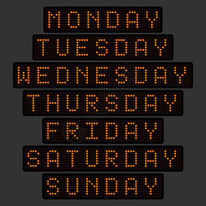 以橙色光线电子记分板形式显示的每周数天一套名称图片