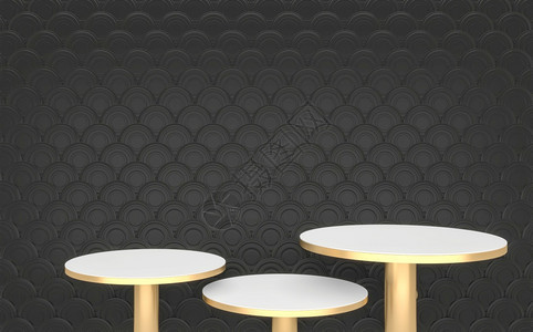 黑色和金的讲台最小几何深色风格的抽象3d图片