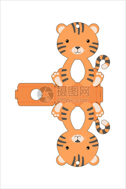 卡通可爱的老虎包装设计插图图片