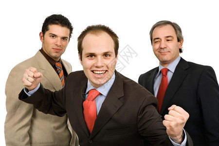 三名白人背景孤立的商图片