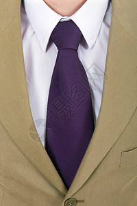 穿紫色领带的商人西装细节图片