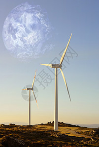 山顶白风涡轮机图片