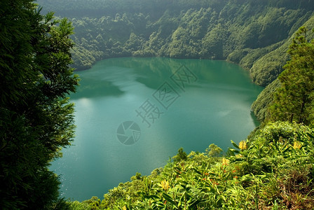 在SaoMiguel岛的SaoGncl湖图片