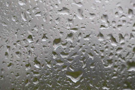 雨天下有水滴的玻璃表面图片