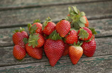花园桌上的草莓户外照片图片