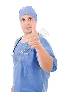 快乐的男医生举起拇指与世隔绝图片