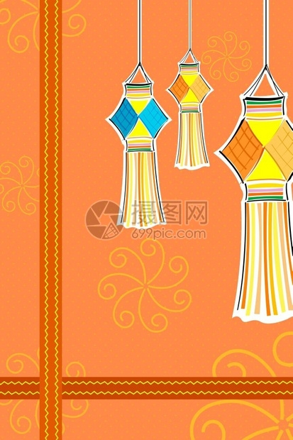 用蜡烛绘制diwali卡插图图片