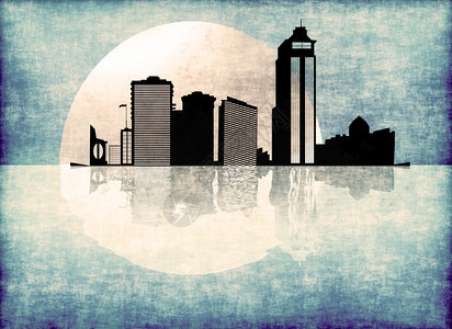 月光下现代城市的格朗风明信片图片