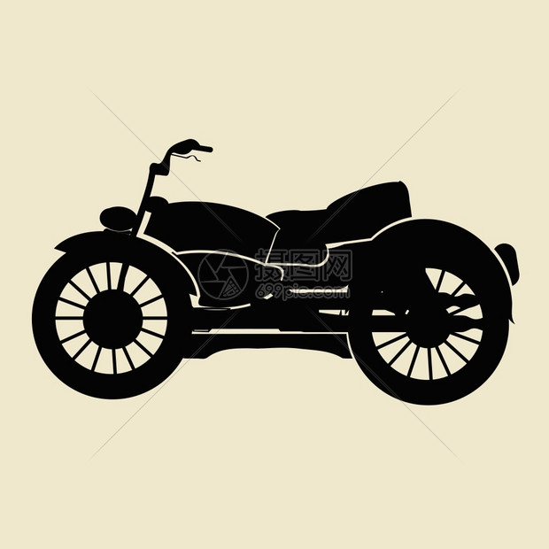 一辆老式摩托车的轮光片矢量插图图片