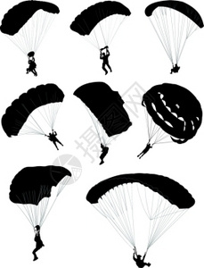 跳降落伞剪影矢量设计元素图片