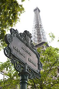 法国巴黎街名和埃菲尔塔图片