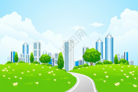 城市的绿色景观图片