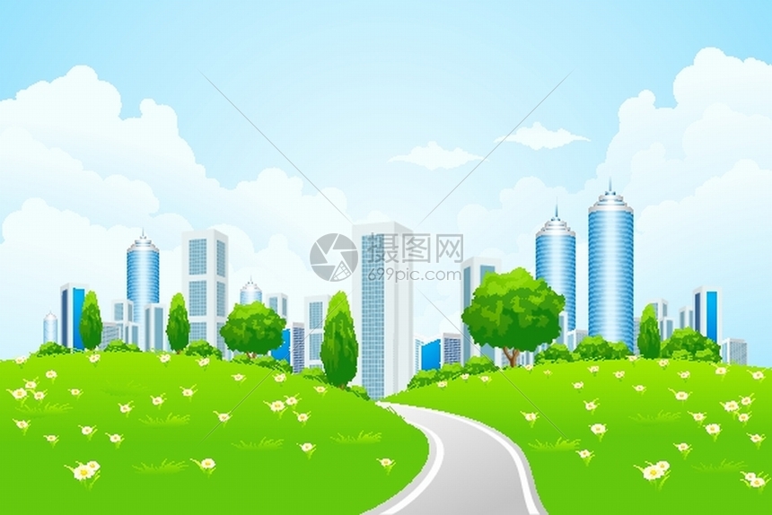 城市的绿色景观图片