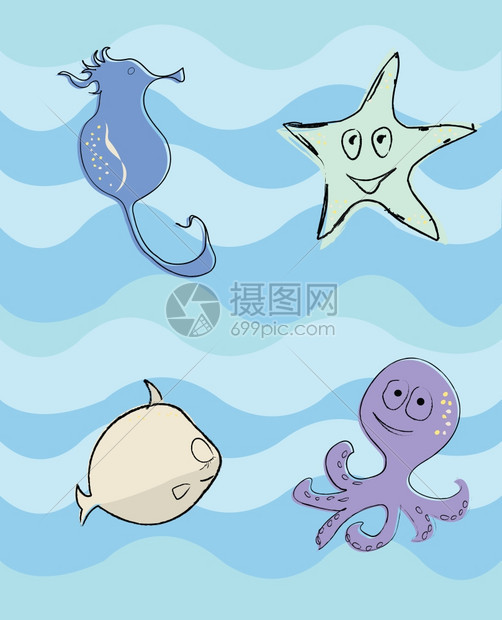 海洋生物矢量说明图片