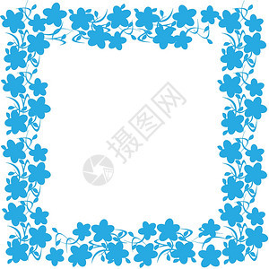 蓝色花框架背景图片