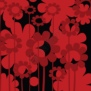 红色调的花背景卡网络设计插图图片