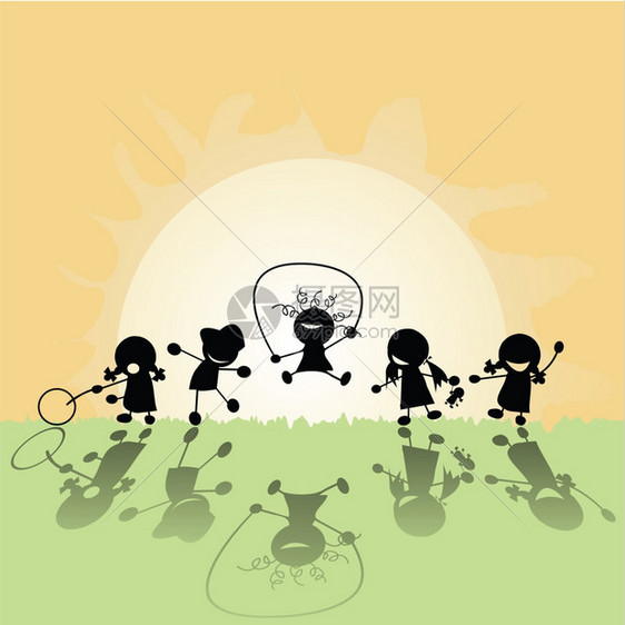 一群儿童在太阳下玩耍图片