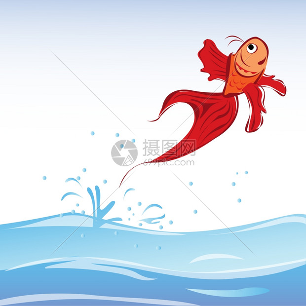 红鱼从水中跳出图片
