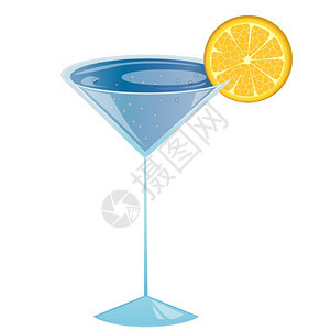 蓝色curacao鸡尾酒孤立于白色图片