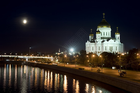 基督大教堂莫斯科救主在夜间恢复图片