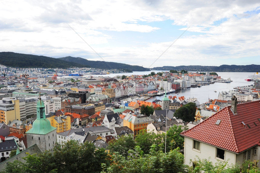 挪威卑尔根美丽的城市景色图片