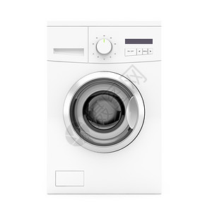 白色背景的洗衣机前视线3D图像图片